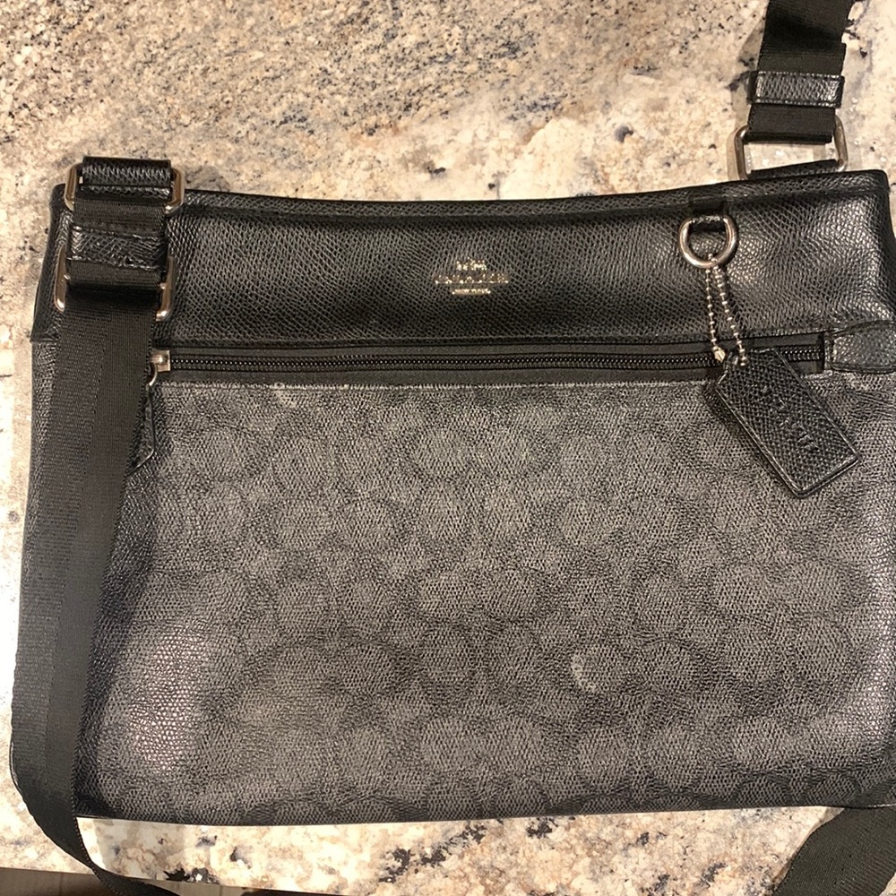 Black leather Coach crossbody bag